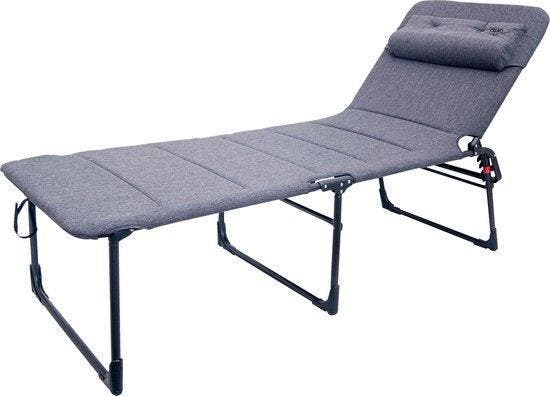 2dekans | Crespo - Vouwbed - AP/363 - Tex-Supreme - Grijs, Tuin en Terras, Tuinsets en Loungesets, Ophalen of Verzenden