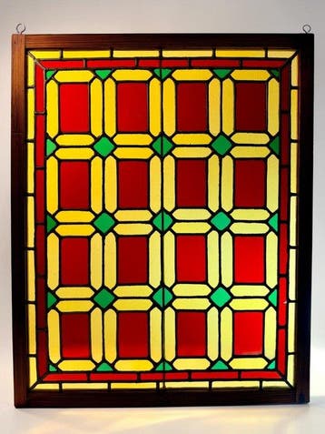 Art Deco Glas-in-loodraam - 1920-1930 - Kerk Verviers -68x55