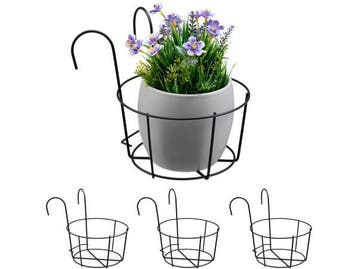 Veiling - bloempothouder - set van 4 - metaal, Tuin en Terras, Gebruikt