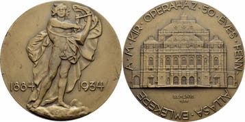 Ungarn Bronze Medaille 1934 Reményi Ungarische Staatsoper.., Postzegels en Munten, Penningen en Medailles, Verzenden