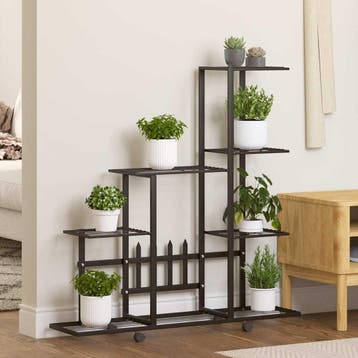 vidaXL Bloemenstandaard met wielen 94,5x25x92,5 cm metaal, Verzenden