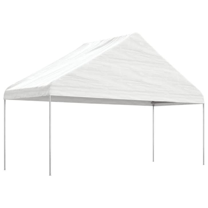 vidaXL Prieel met dak 5,88x2,23x3,75 m polyetheen wit, Jardin & Terrasse, Tonnelles, Envoi