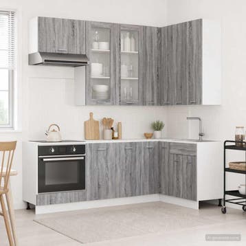 vidaXL Keuken Eenheid LYON 8 st Grijs Sonoma Bewerkt hout, Verzenden