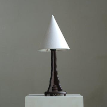 Tafellamp - Hout, stof - Sculpturale tafellamp
