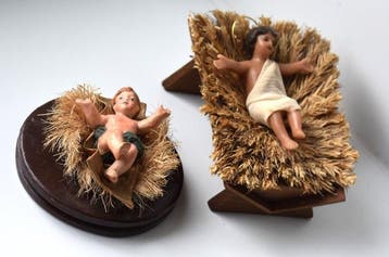 Figure - Ontroerend oud mooi Kindje Jesus (in was) met, Diversen, Nieuw