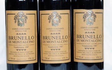 1987 Conti Costanti - Brunello di Montalcino - 3 Flessen, Nieuw