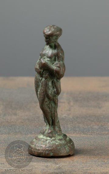 Griekse-Romeinse oudheid Brons Bronzen beeld van Juno met