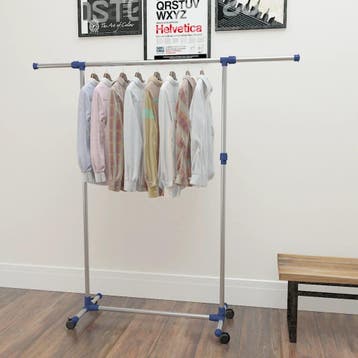 vidaXL Kledingrek verstelbaar 165x44x150 cm roestvrij staal, Verzenden