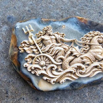 Poseidon Neptune – Zeewagen met hippocampen – Replica in