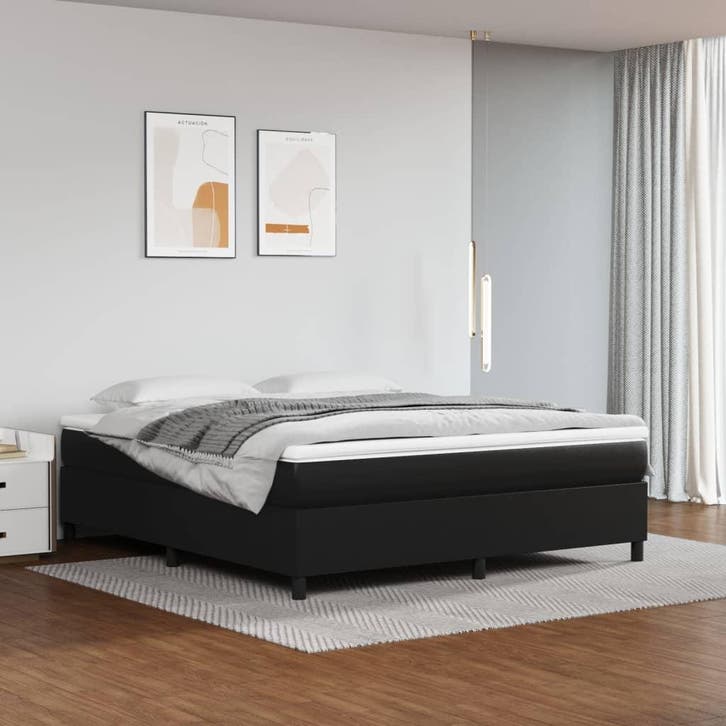 vidaXL Boxspring bed kunstleer zwart 180x200 cm, Maison & Meubles, Chambre à coucher | Lits, Envoi