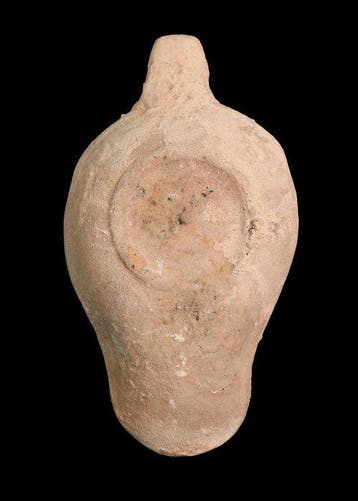 Byzantijns Terracotta Slipper-olielamp met kruismotief