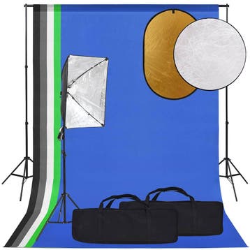 vidaXL Fotostudioset met softboxlamp, achtergrond en, Verzenden