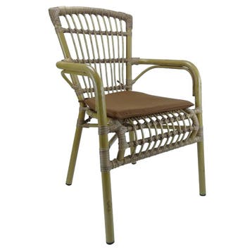 Stoel | PVC Rotan/Aluminium | Bruin | Bamboelook Frame |, Verzenden, Nieuw in verpakking