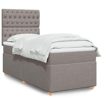vidaXL Boxspring met matras stof taupe 80x200 cm, Verzenden