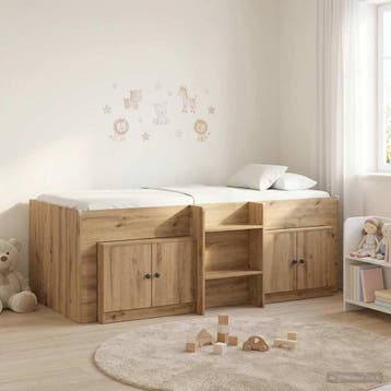 vidaXL Loft Bed Frame met Kast 3 st Artisanaal eiken Bewerkt, Verzenden, Nieuw