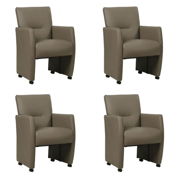Leren eetkamerstoel Pleasure - Toledo Smog (grijs) - Met, Huis en Inrichting, Stoelen, Nieuw, Eén, Leer, Ophalen of Verzenden