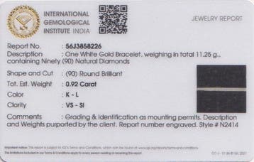 Zonder minimumprijs - Armband - 14 karaat Witgoud - 0.92ct., Nieuw