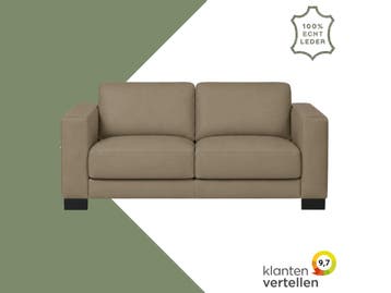 Leren bank Clear - 2,5 zits - Toledo Mocca (taupe/bruin) -, Ophalen of Verzenden