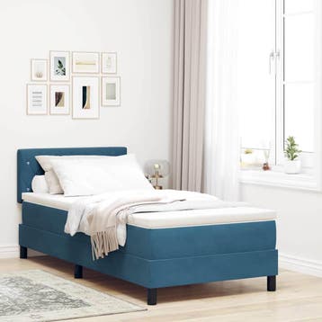 vidaXL Boxspring bed met matras Donkerblauw 90 x 200 cm, Verzenden