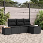 vidaXL Tuinbank Set met kussen 4 pcs Zwart Poly Riet, Verzenden, Nieuw