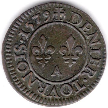 Frankrijk. Henri III (1574-1589). Denier Tournois 1579-A,
