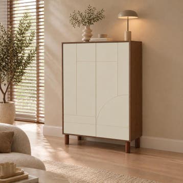 Wandkast met abstract design - beige/bruin - 75 x 35 x 115, Verzenden, Nieuw
