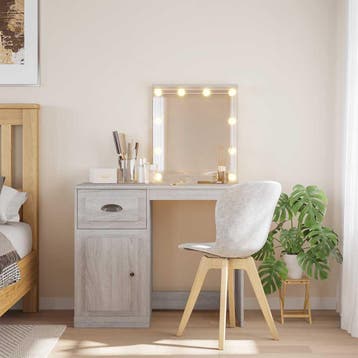 vidaXL Kaptafel met LED-verlichting 90x42x132,5 cm grijs, Verzenden