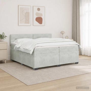 vidaXL Boxspringbed met matras en LED Lichtgrijs 200 x 200, Verzenden