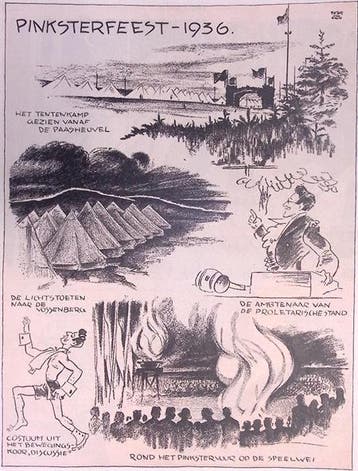 Het Pinksterfeest in 1936 op spotprent (lijst optie), Verzenden