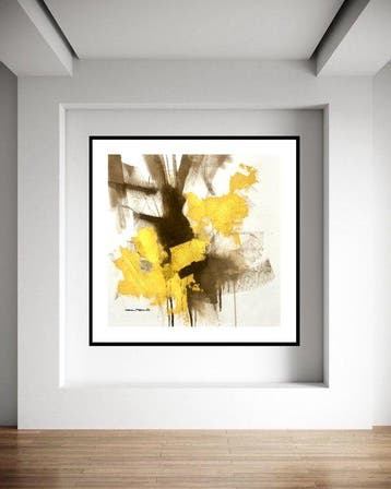 Dam Domido - NO RESERVE-Gold and brown - 80 x 80 cm - White
