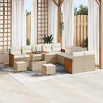 vidaXL Tuinbank Set met kussen 17 pcs Beige en Crème poly, Jardin & Terrasse, Verzenden