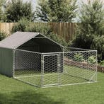 vidaXL Hondenkennel met ren 7x2x1,5 m gegalvaniseerd staal, Dieren en Toebehoren, Hondenhokken, Verzenden, Nieuw