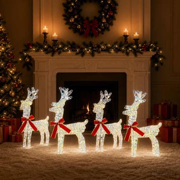 vidaXL Kerst Rendier 4 st 160 LEDs Warmwit, Verzenden, Nieuw