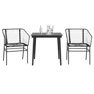 vidaXL 3-delige Tuinset poly rattan glas zwart, Verzenden, Nieuw, Tuinset