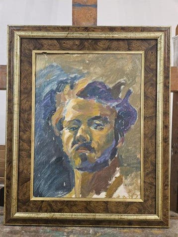 Escuela Fauvista (XX) - Retrato en Azul, Antiek en Kunst