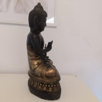 Grande figurine de Bouddha en bronze – 44 cm – environ 6,7, Antiquités & Art