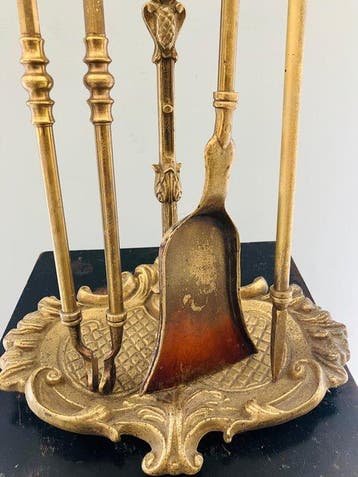 Openhaard accessoire (4) - Verguld brons - Louis XV haard