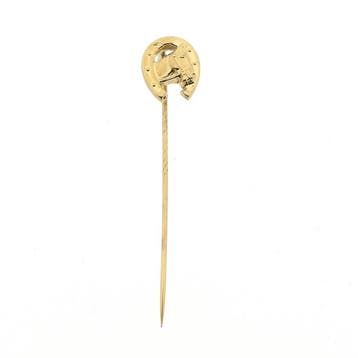 Gouden reversspeld; Paard en hoefijzer, Ophalen of Verzenden, Gebruikt, Goud, Goud