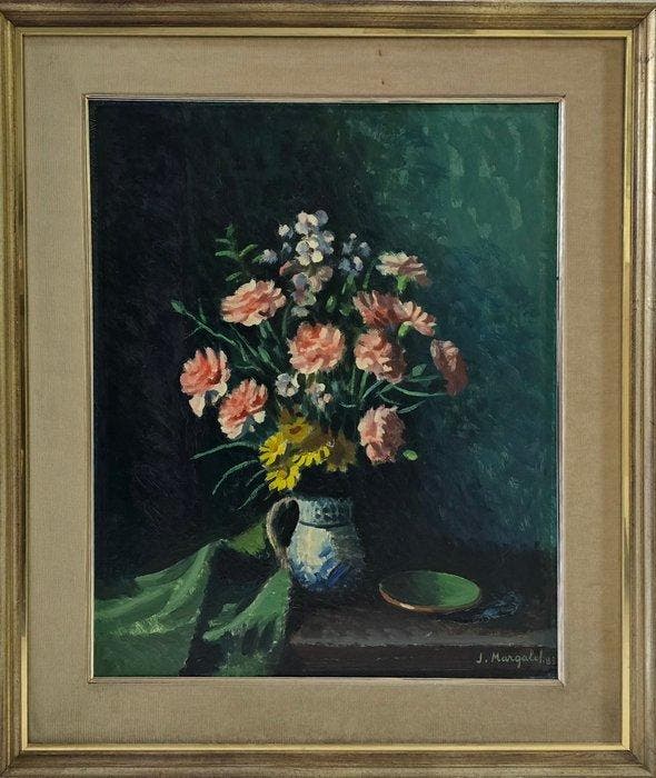 Josep Margalef (1900-1985) - El ramo rosado, Antiquités & Art, Art | Peinture | Classique