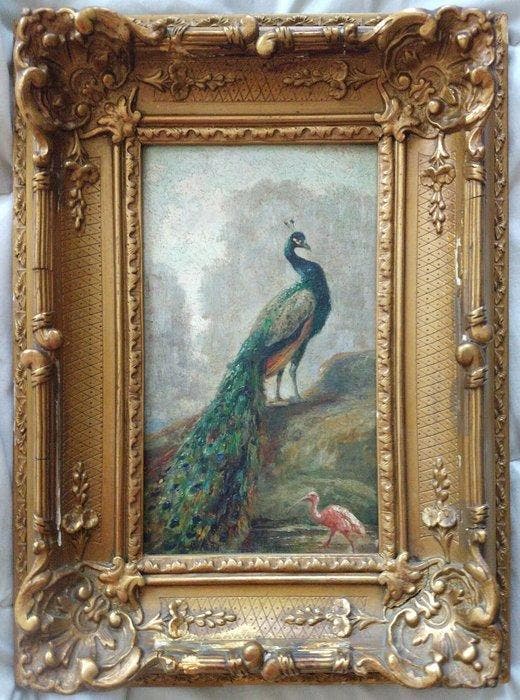 Charles H.D. Boland De Spa (1850-?) - De pauw en de ibis, Antiek en Kunst, Kunst | Schilderijen | Klassiek