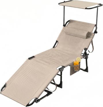 Ligbed - Ligstoel - Zonnebed - Opvouwbaar - Khaki, Tuin en Terras, Ligbedden, Verzenden, Nieuw
