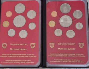 Zwitserland. Franken 1987/1990, Mint Set x 2 (Zonder