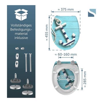 SCHÜTTE Anchor wc-bril softclose duroplast, afneembaar, t.., Ophalen of Verzenden, Nieuw