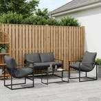 vidaXL Tuinbank Set 4 pcs Zwart en Anthraciet Staal, Verzenden