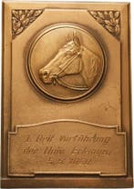 Einseitige Bronzeplakette 1929 Tiere/tierzucht Pferde, Verzenden