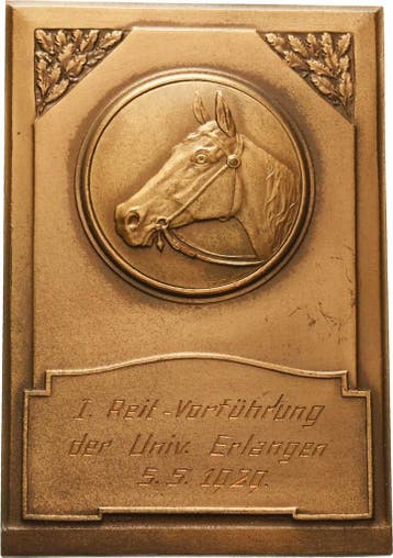 Einseitige Bronzeplakette 1929 Tiere/tierzucht Pferde, Verzenden