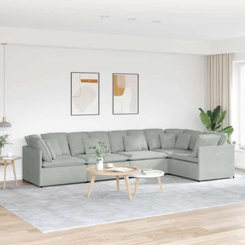 vidaXL Modulaire bank / zetel met kussens fluweel lichtgrijs, Verzenden, Nieuw