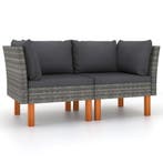 vidaXL Hoekbanken 2 st poly rattan en massief eucalyptushout, Tuin en Terras, Verzenden, Nieuw