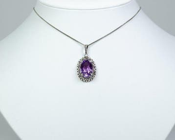 - argent 830 - 7,00 ct améthyste naturelle - Collier avec