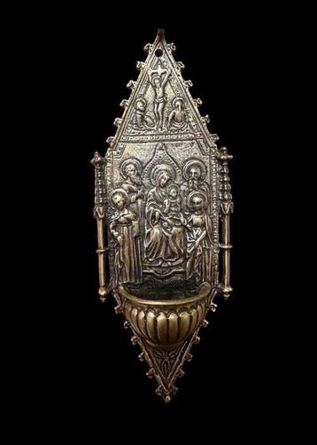 Antiek Wijwatervat (3) - 1800-1850, 1850-1900 - Met kruis